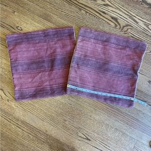 Pottery Barn 17” red decorative pillow covers. Set of 2